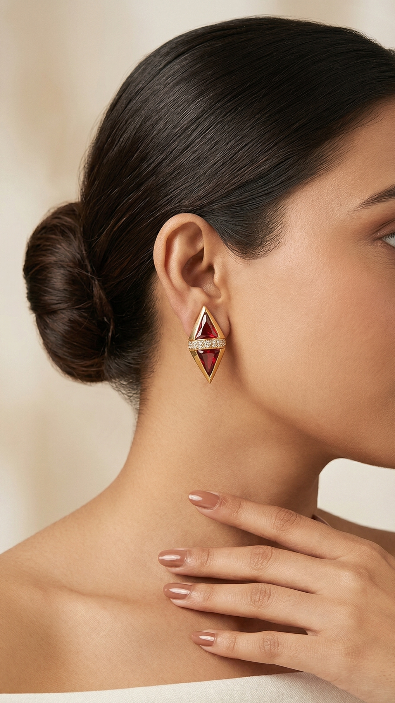 Luxury Gold Geometric Crystal Stud Earring for Women