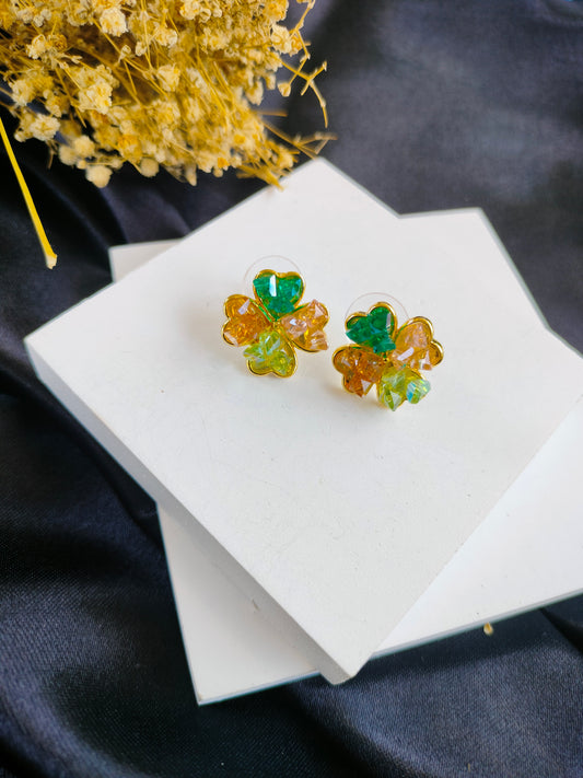 Flower Shape Multicolor Stone Earring