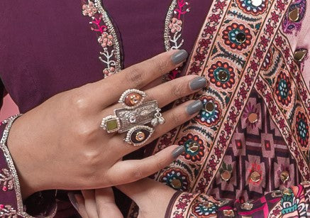 Silver Statement Ring With Stone