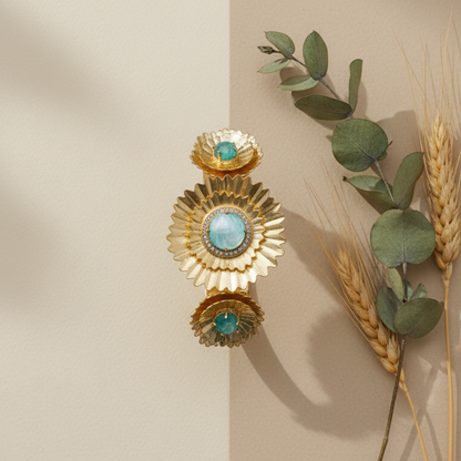 Flower bracelet with druzy Stone