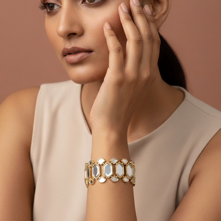 Golden Mirror Work Bracelet