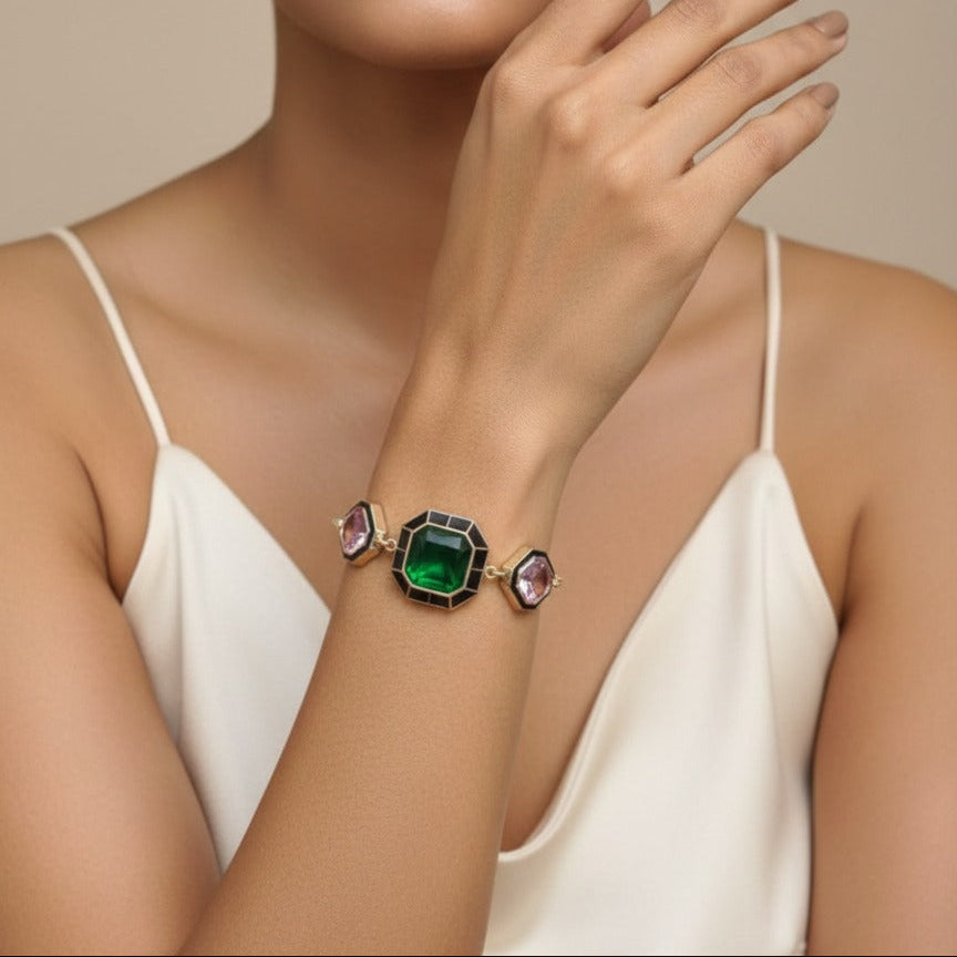 Emerald Noir Luxe Statement Bracelet