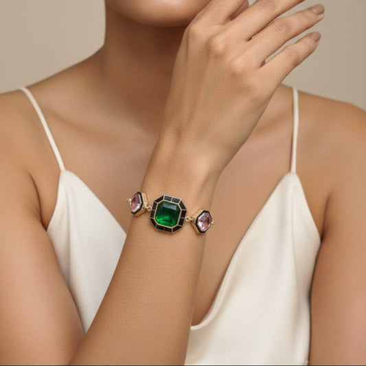 Emerald Noir Luxe Statement Bracelet