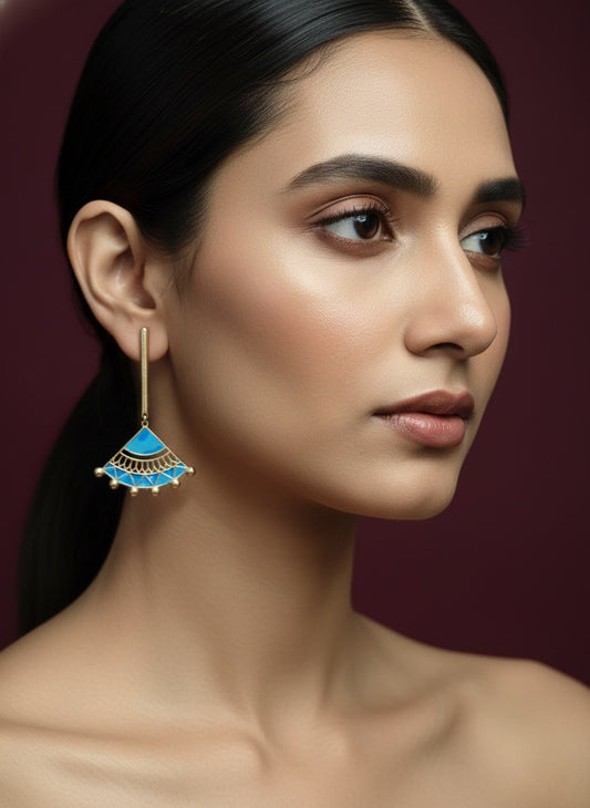 Hand painted Light Weight Long Drop Earring