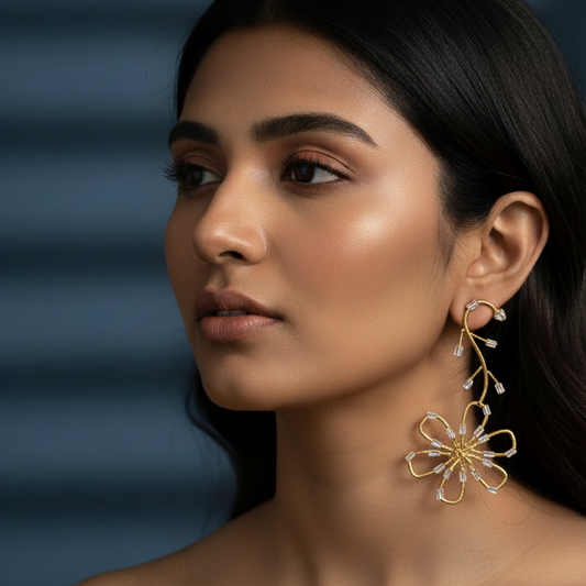 Geomatric Flower Design Long Dangler