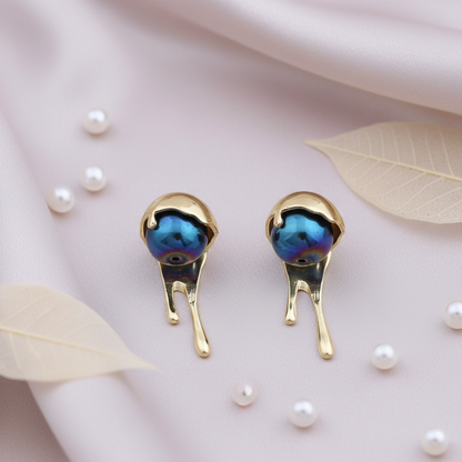 Golden With Blue Stone stud  Earring