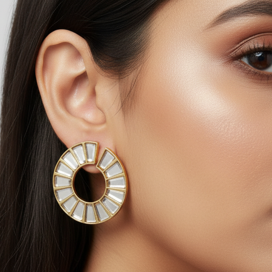 Diamond Studded With Golden Earring