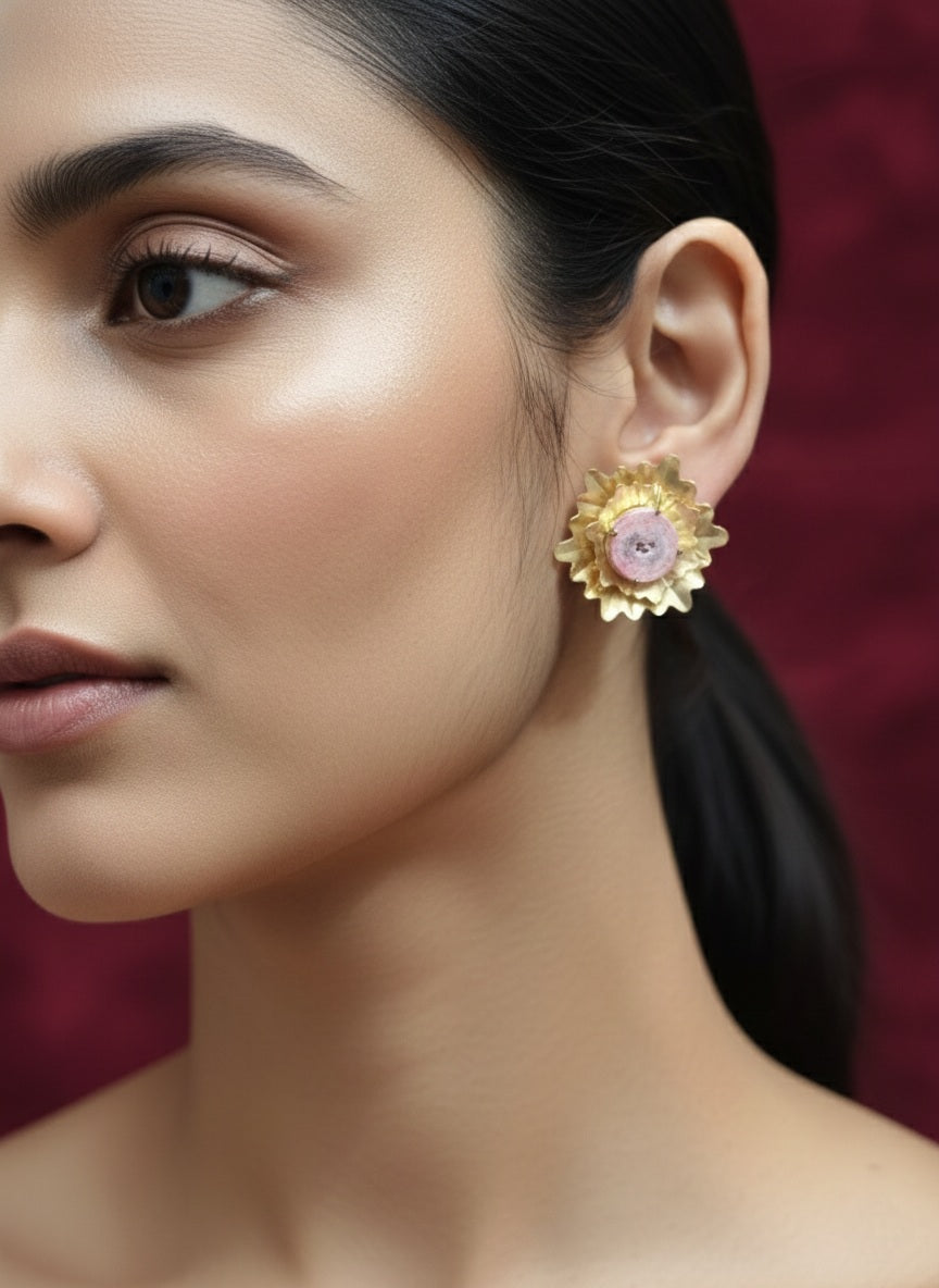 Semi Precious Agate Stone stud Earring