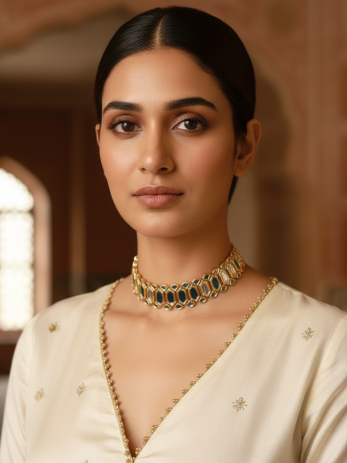 Golden Mirror Work Choker