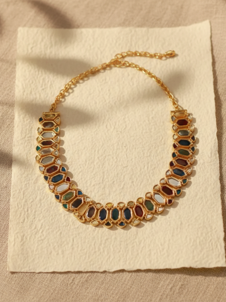 Golden Mirror Work Choker