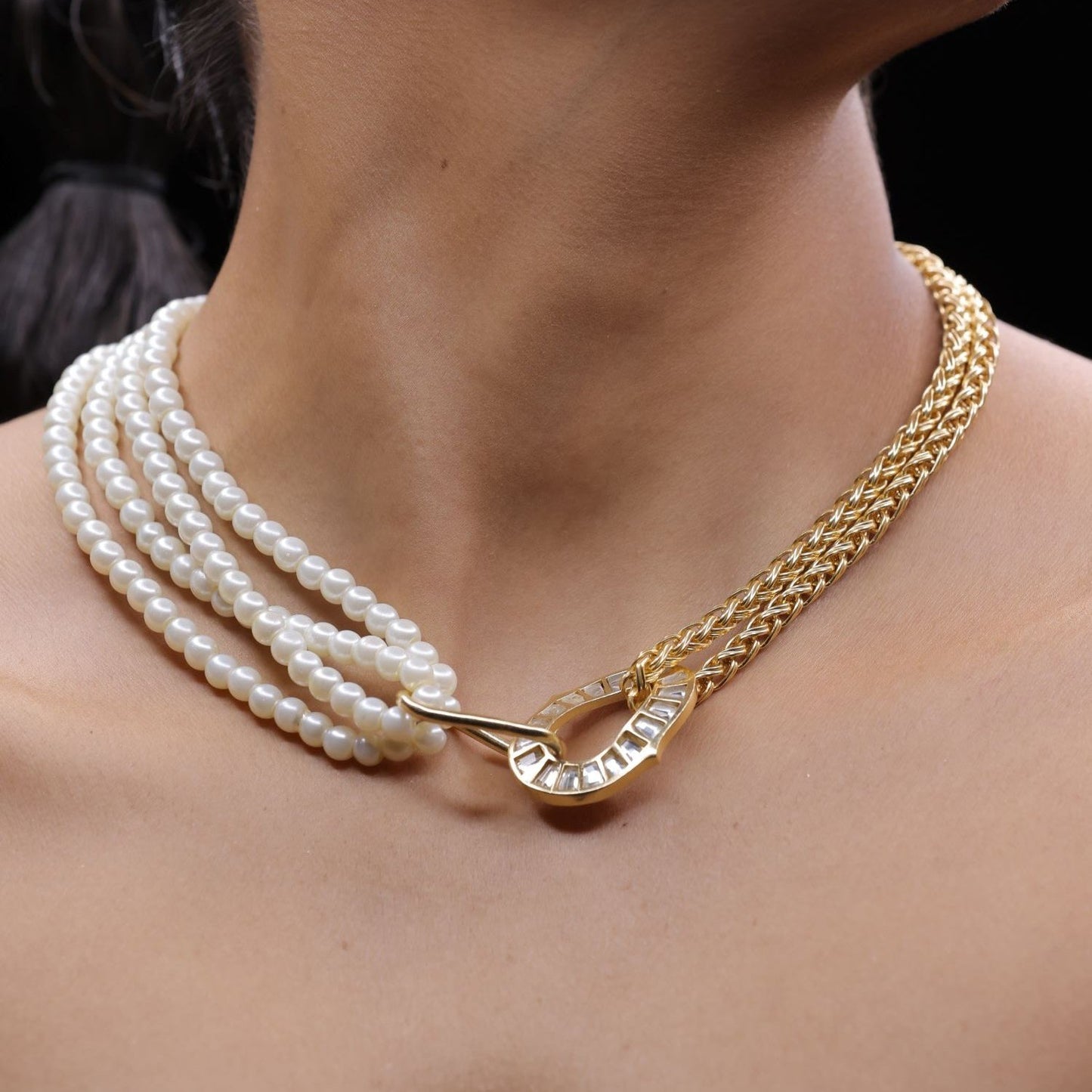 Golden With White Pearl Neckpiece