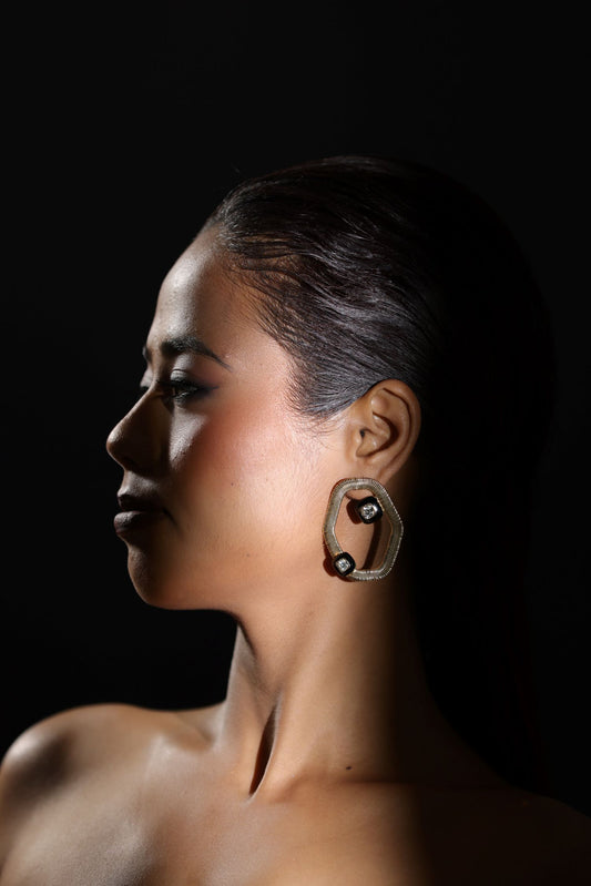 Hexagon shaped wired earring