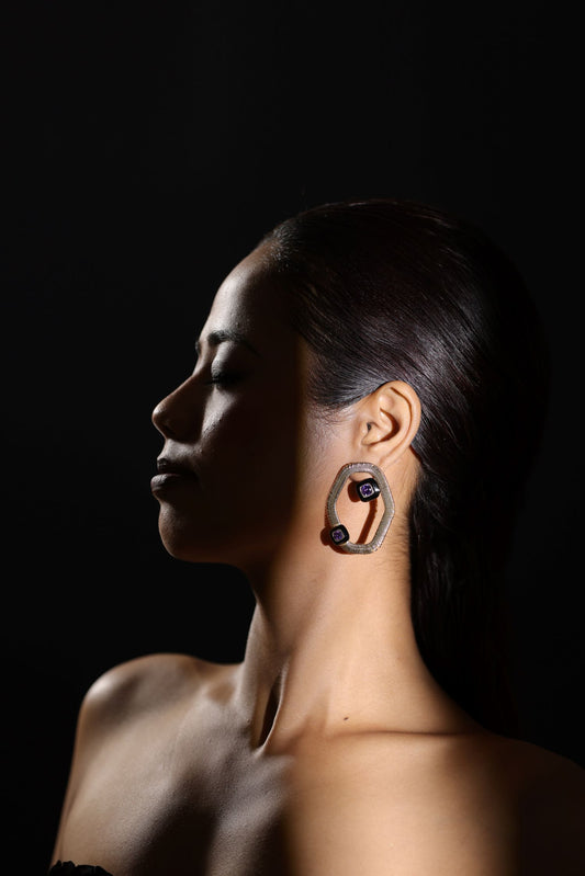 Hexagon shaped wired earring