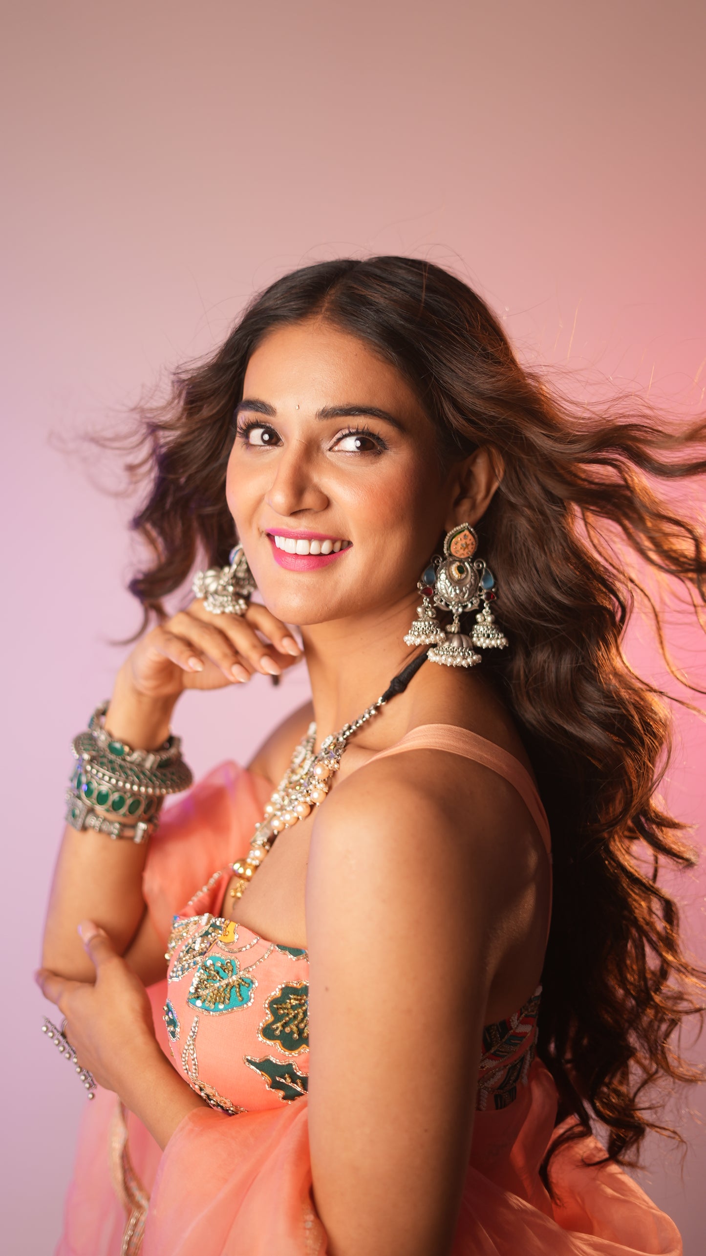 Silver Minakari Jhumka Earring