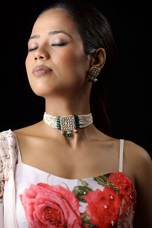 White Pearl Kundan Traditional Necklace