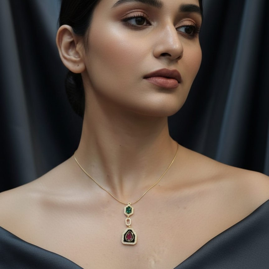 Royal Sapphire & Ruby Pendant Necklace
