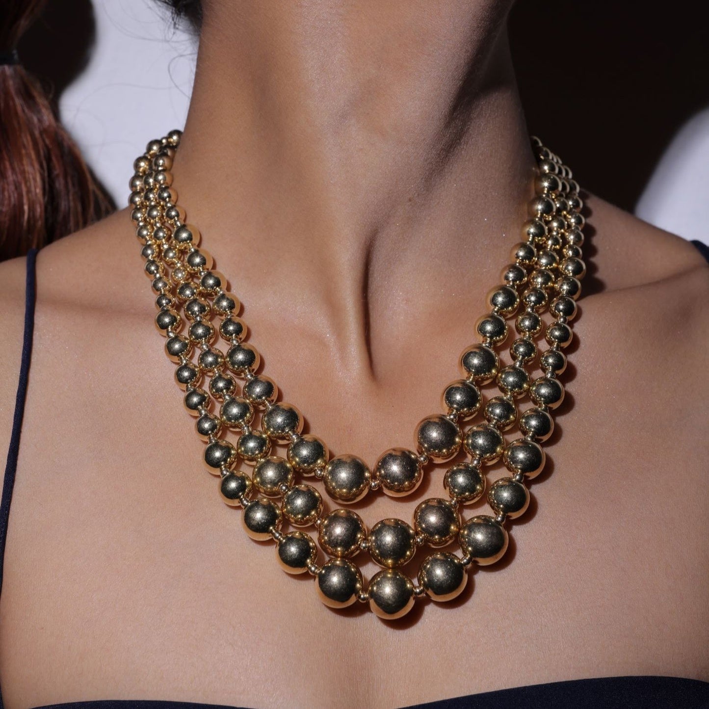 Eternity Glossy Balls Triple Layer Neckpiece