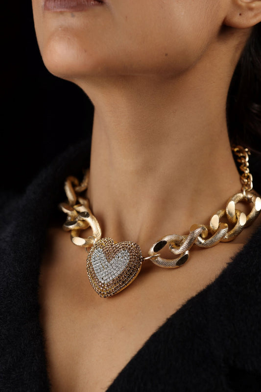 Heart Shape Rhinestone Neckpiece