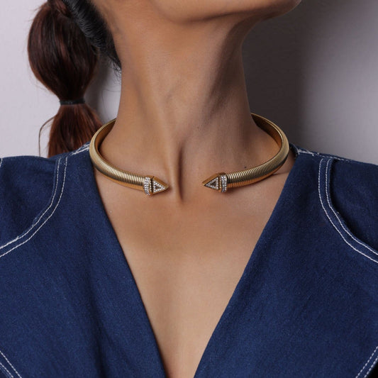 Golden Stainless Steel Hasli Neckpiece