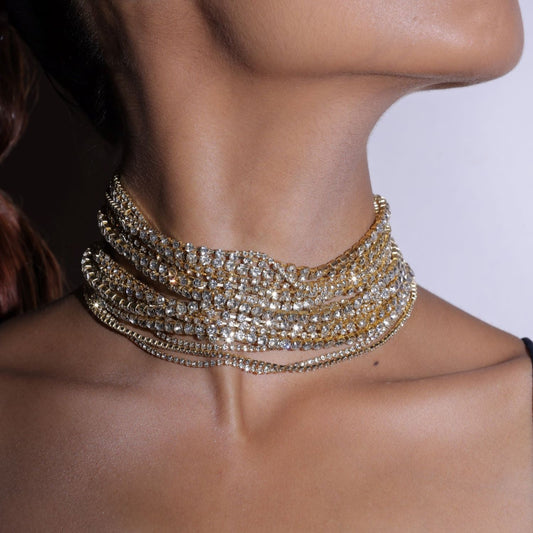 Rhinostone Heavy Choker Neckpiece