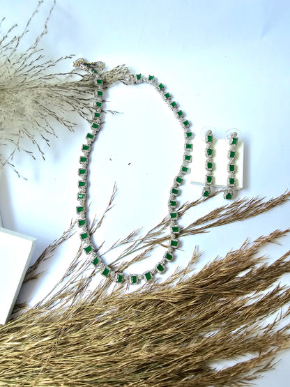 Emerald Stone Single Line earring
