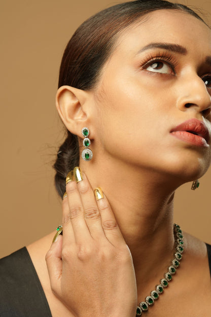 Emerald Stone Single Line earring