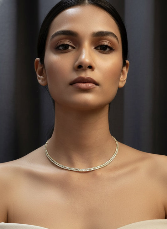 Elegant Designer 2 Line Stone Hasli Choker