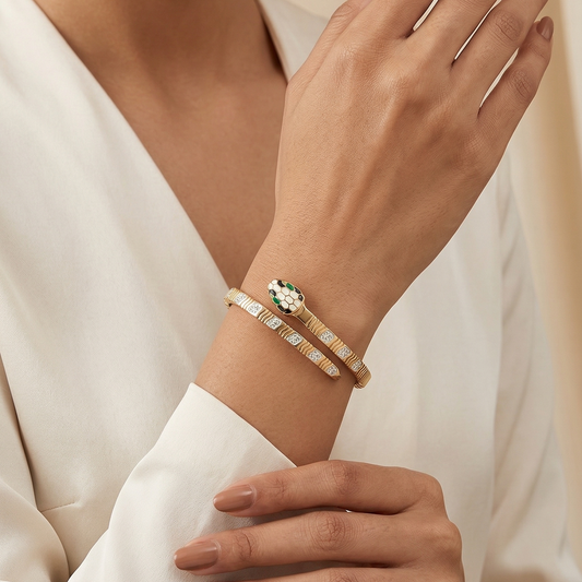 Elegant Gold Serpenti-Inspired Diamond Bracelet