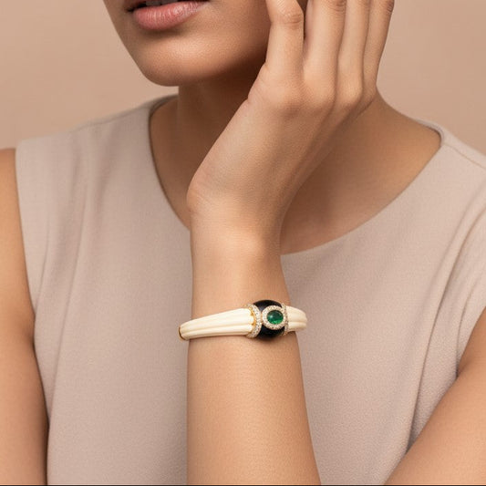 Emerald Glow Ivory Luxe Bracelet