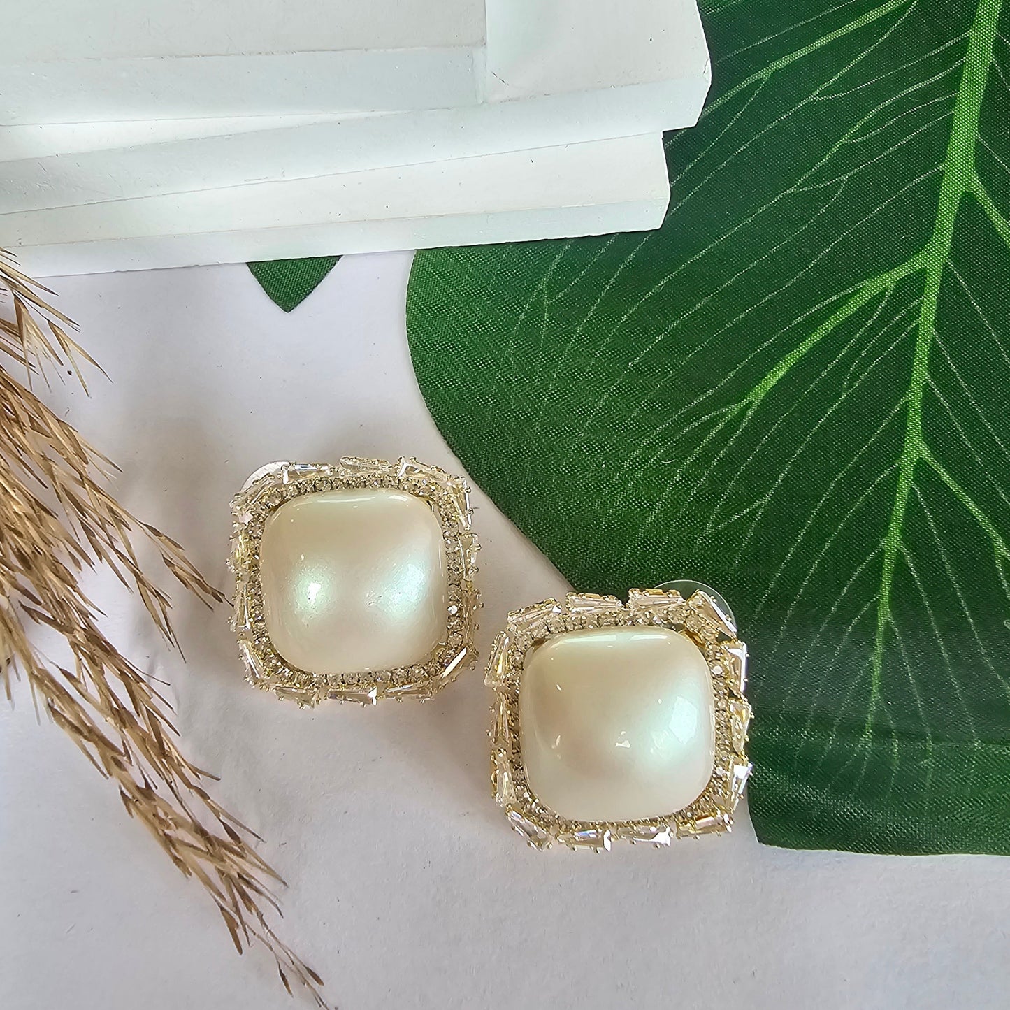 Square Pearl Stud Earring