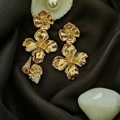 Golden Flower Dangle Earring