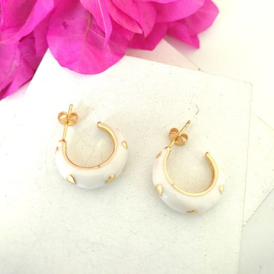 Small White Hoop Earring With Star