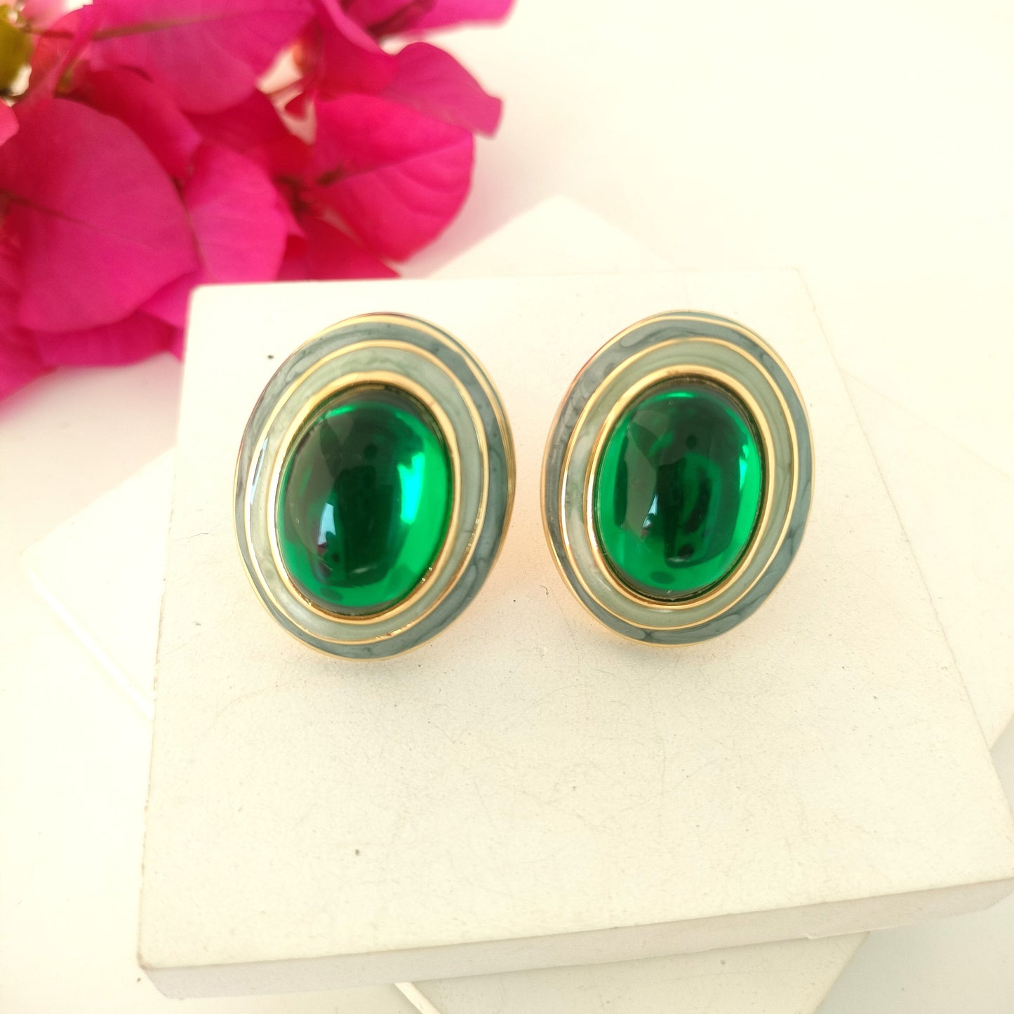 Oval Shape Stone Stud Earring