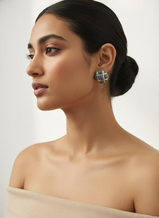 Blue Criss Cross Stud Earring