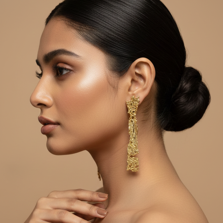 Luxury Gold Crystal Cascade Drop Earrings