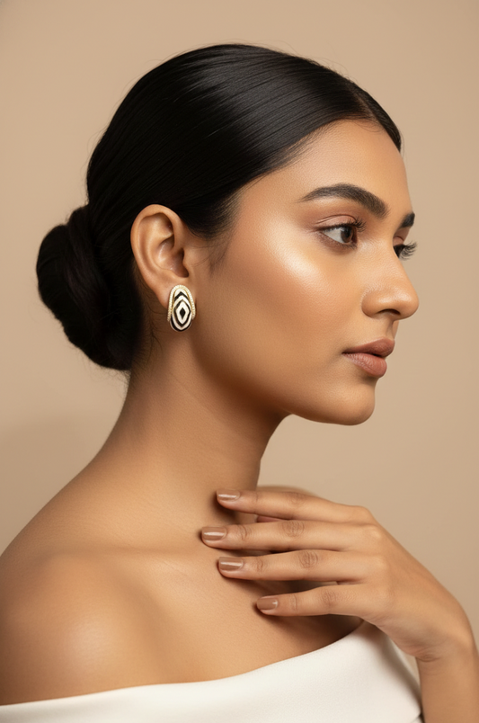 Blue & White Geometric Hoop Earrings for Women