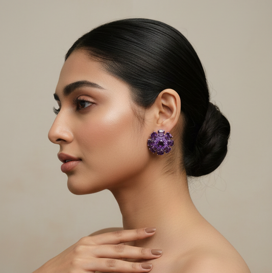 Lavender Swarovski Bloom Statement Earrings