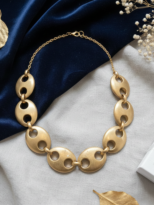 Modern Gold-Toned Chunky Bead Necklace