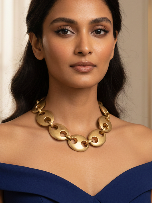 Modern Gold-Toned Chunky Bead Necklace