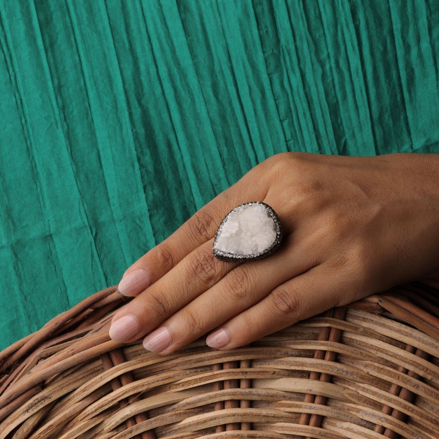 White Stone Hand Crafted Ring