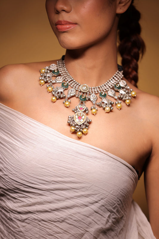 Silver Lightweight Heavy Choker  Neckpiece