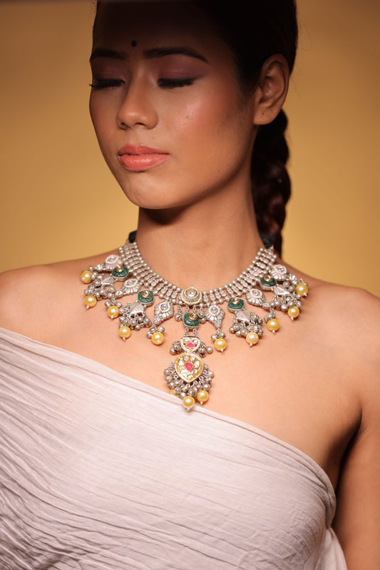 Silver Lightweight Heavy Choker  Neckpiece