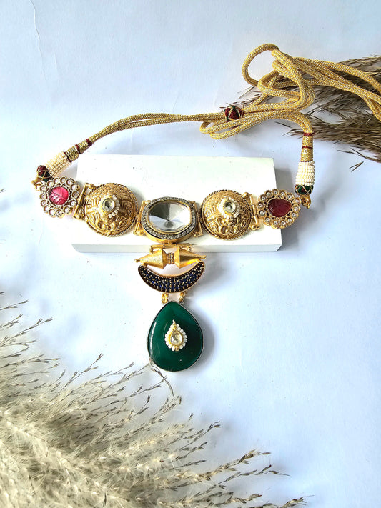 Handcrafted  Dual Tone Choker Neckpiece