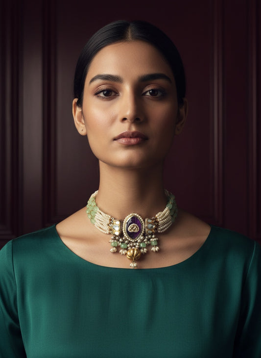 Silver Neckpiece With Pearls