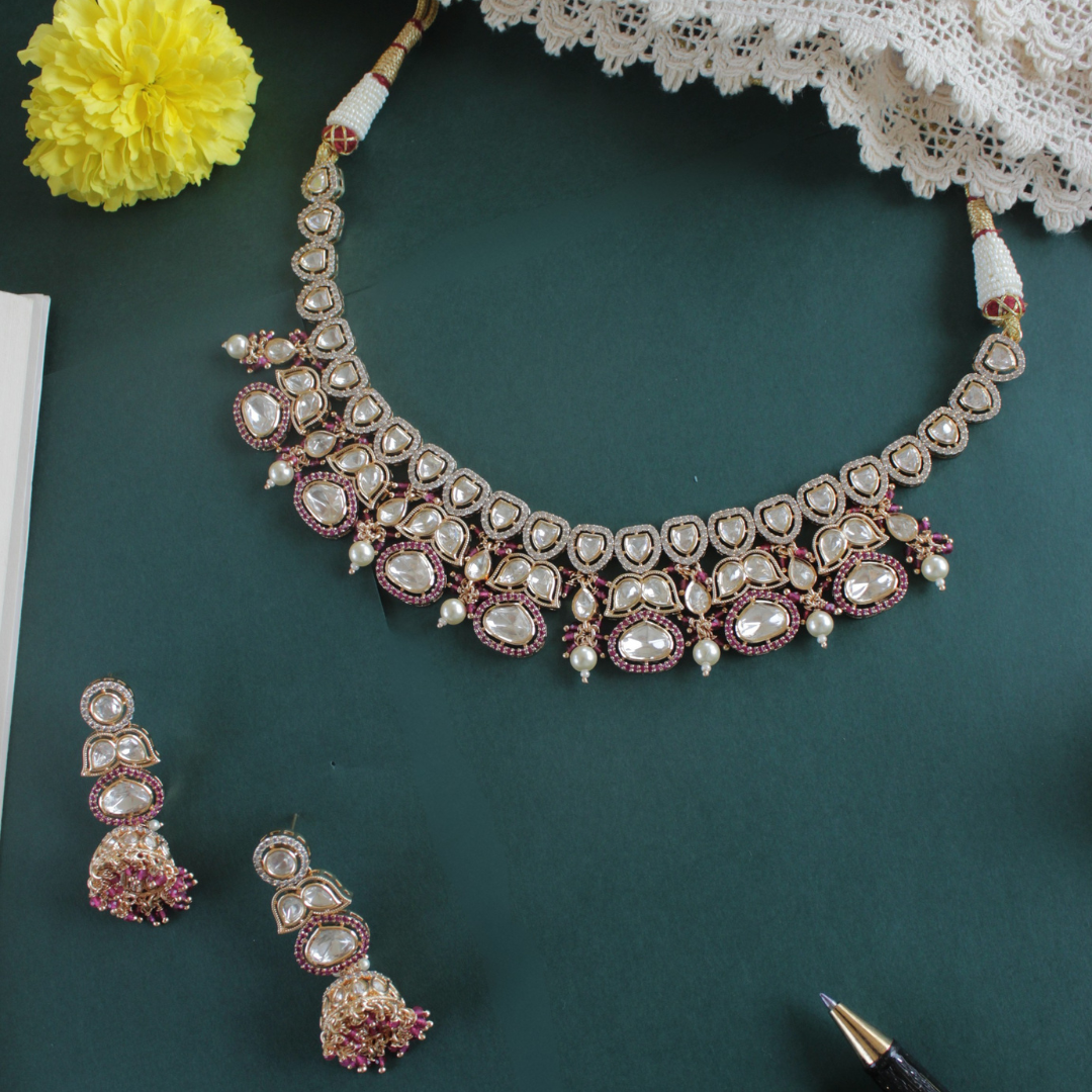 Pearl Bloom Polki Choker Set