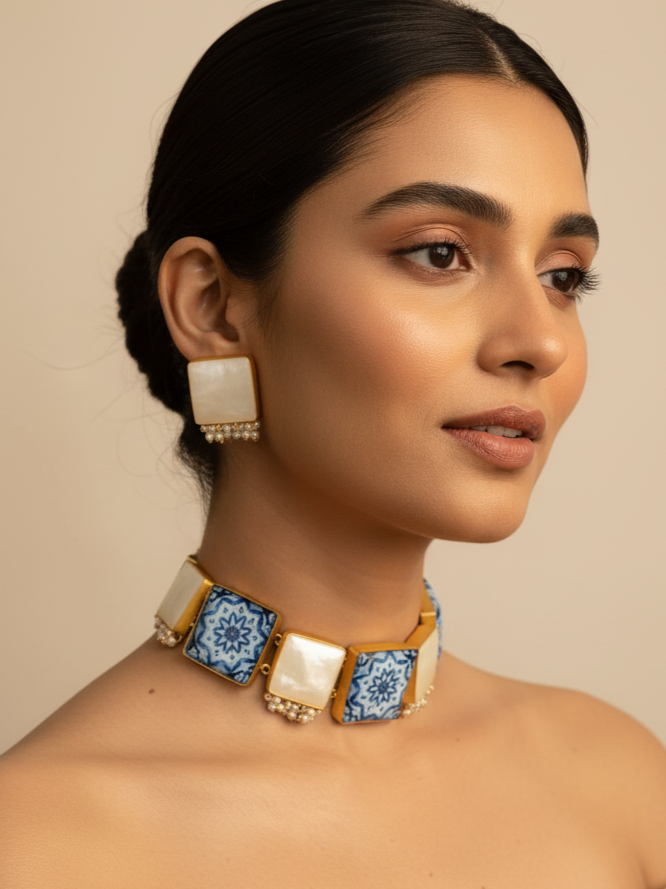 Amethyst Choker With Stone And Earrings