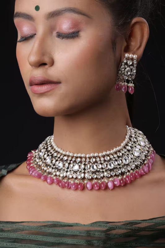 Pearls Brass Kundan Choker Set