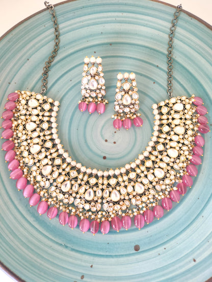 Pearls Brass Kundan Choker Set
