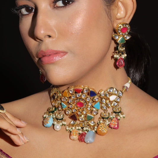 Multicolour Stone Heavy Choker