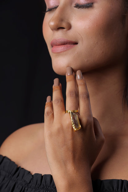 Golden Ring With Semi Precious Stone